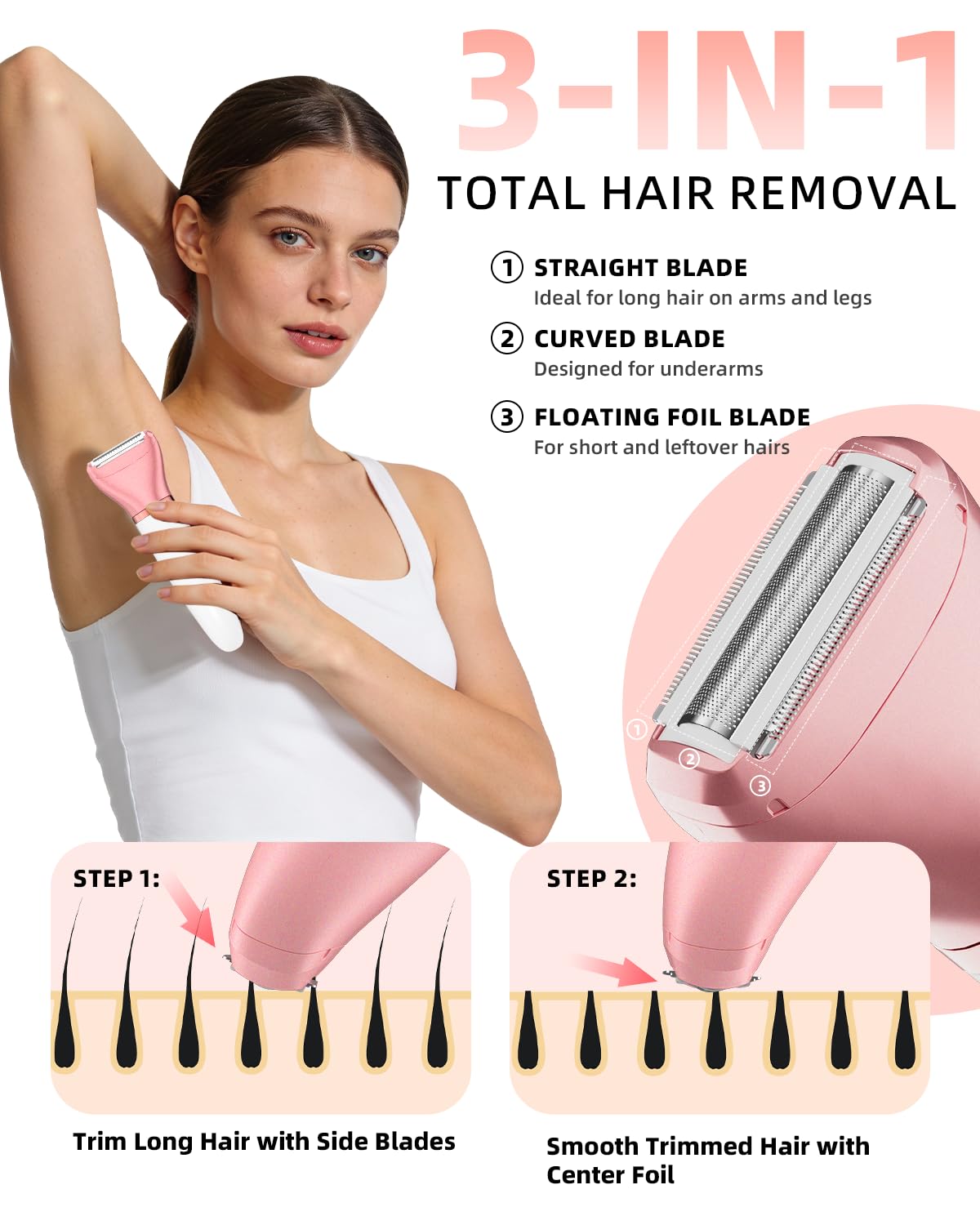Close-up of Ufree bikini trimmer ceramic blades