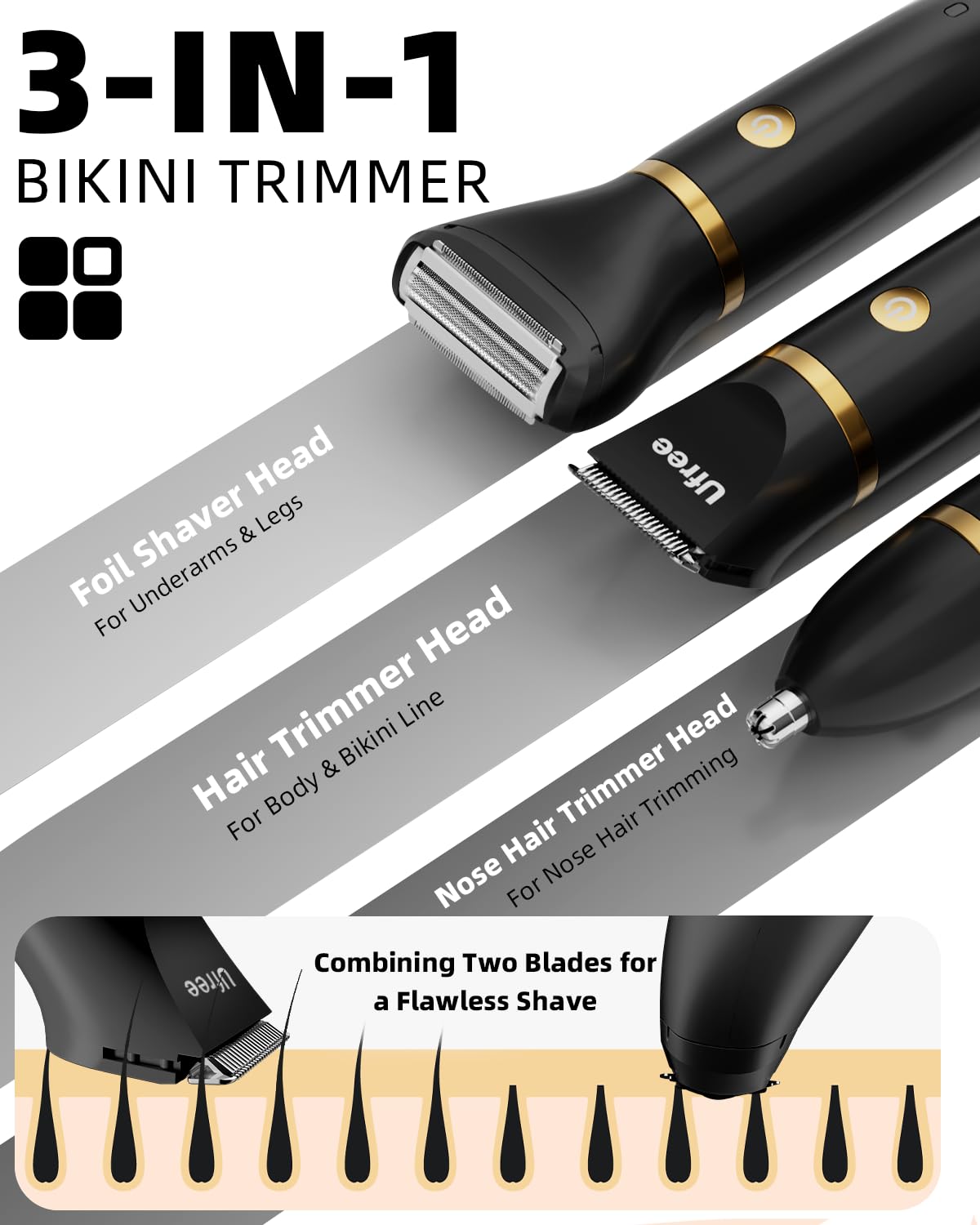 Close-up of Ufree Bikini Trimmer's precision ceramic blades