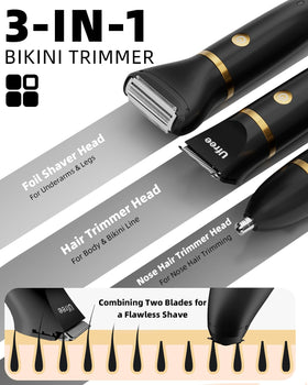 Close-up of Ufree Bikini Trimmer's precision ceramic blades
