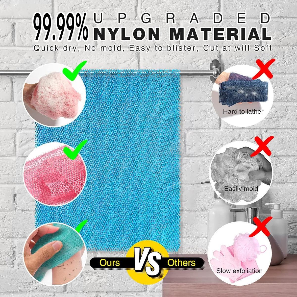 Close-up of UJFQBH African Exfoliating Net Bath Sponge texture