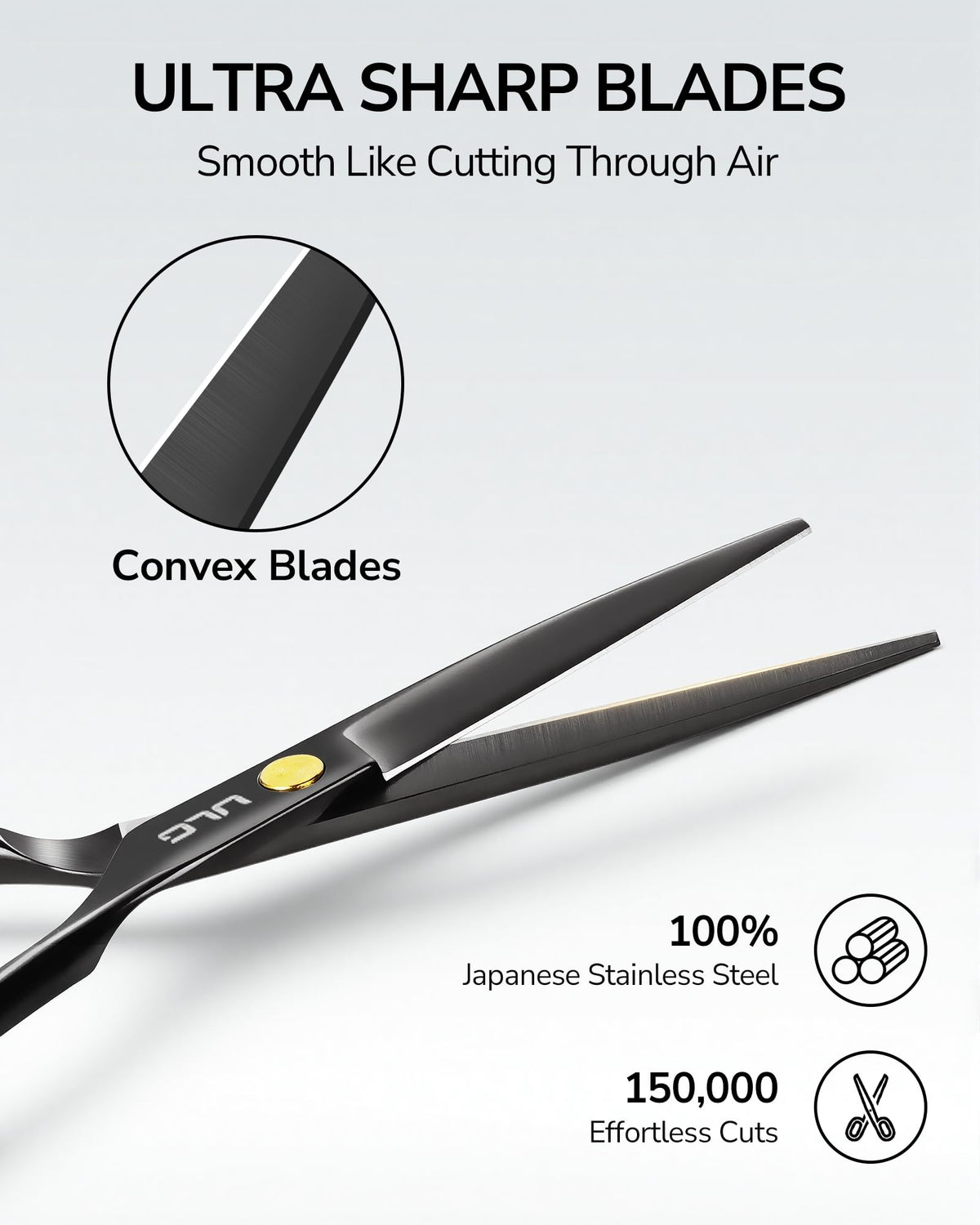 Close-up of ULG hair scissors cutting edge