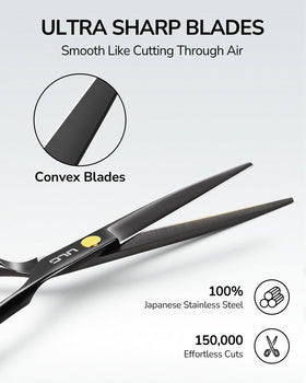 Close-up of ULG hair scissors cutting edge