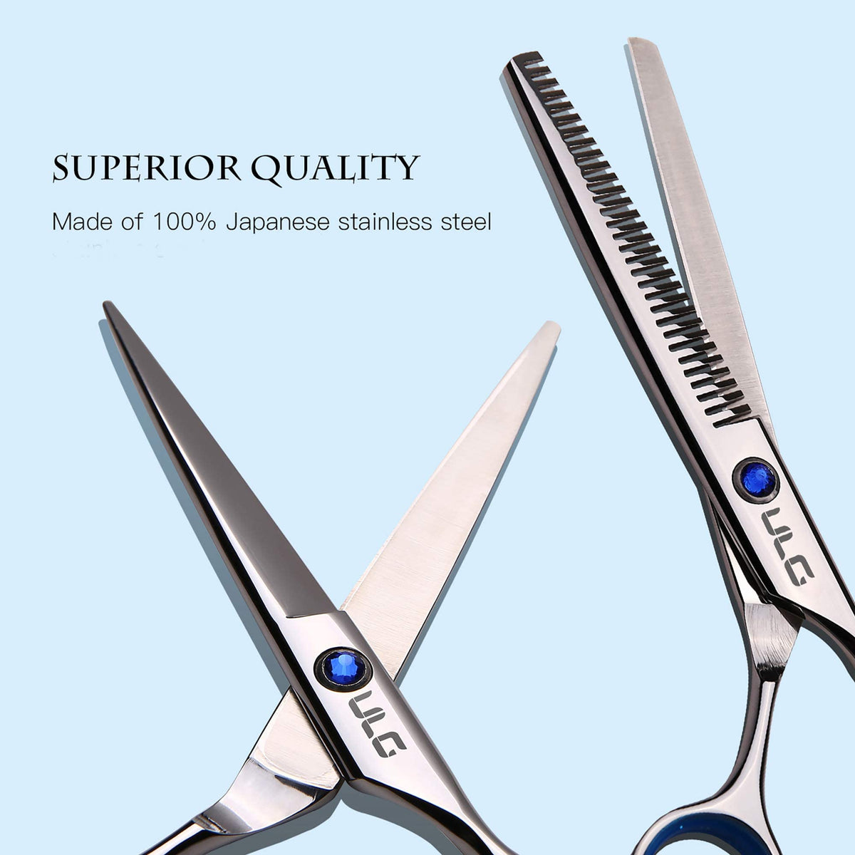 Close-up of ULG scissors razor edge and mirror polish finish