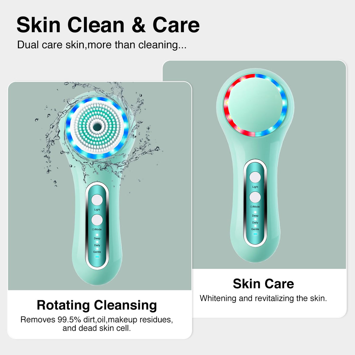 Close-up of Umickoo Electric Facial Cleansing Brush interchangeable heads