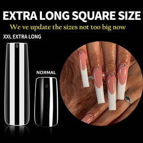 Close-up of UNA GELLA Extra Long Square Nail Tips