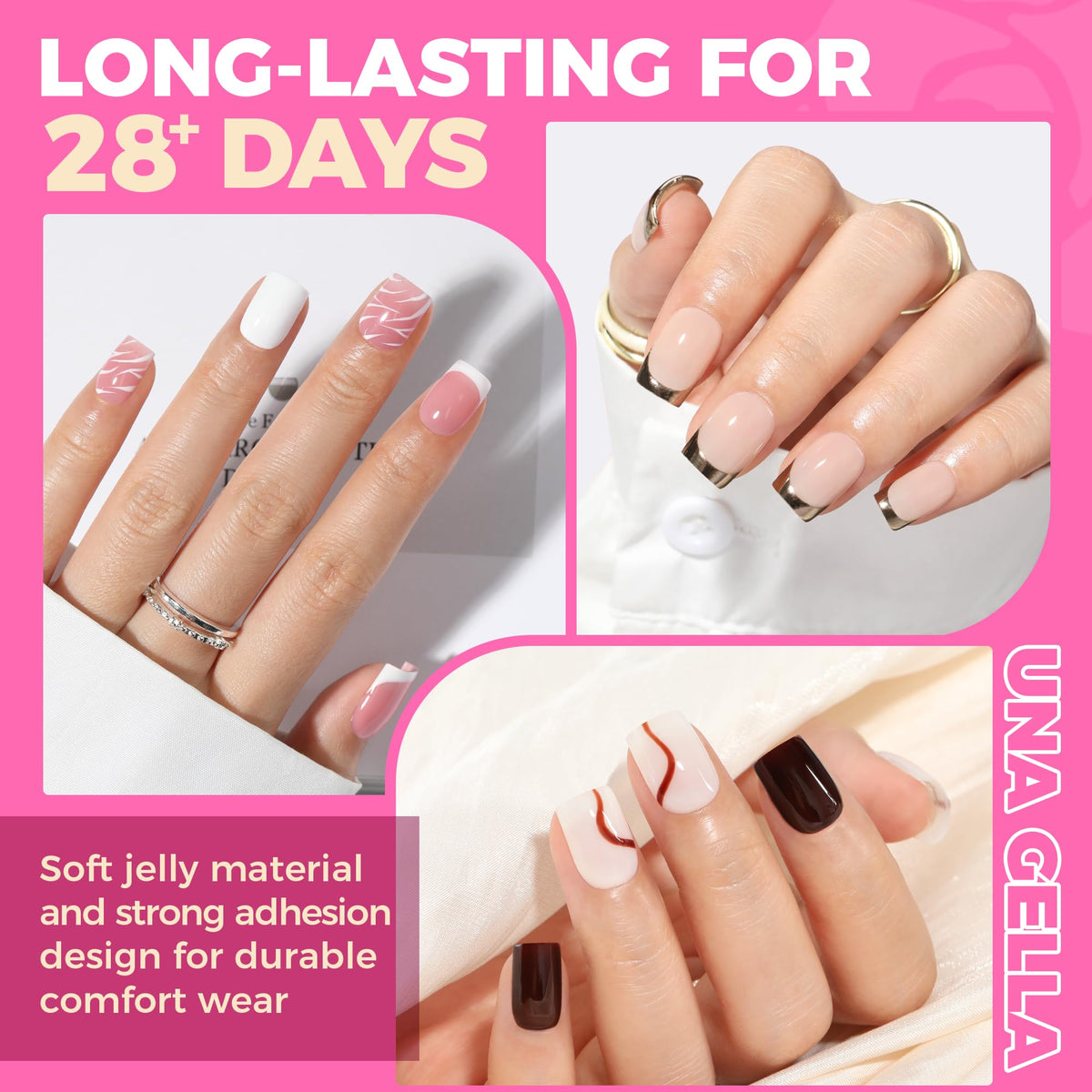 Close-up of UNA GELLA Extra Short Square Nail Tips