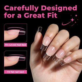 Close-up of UNA GELLA Medium Square Gel Nail Tips showing size numbers
