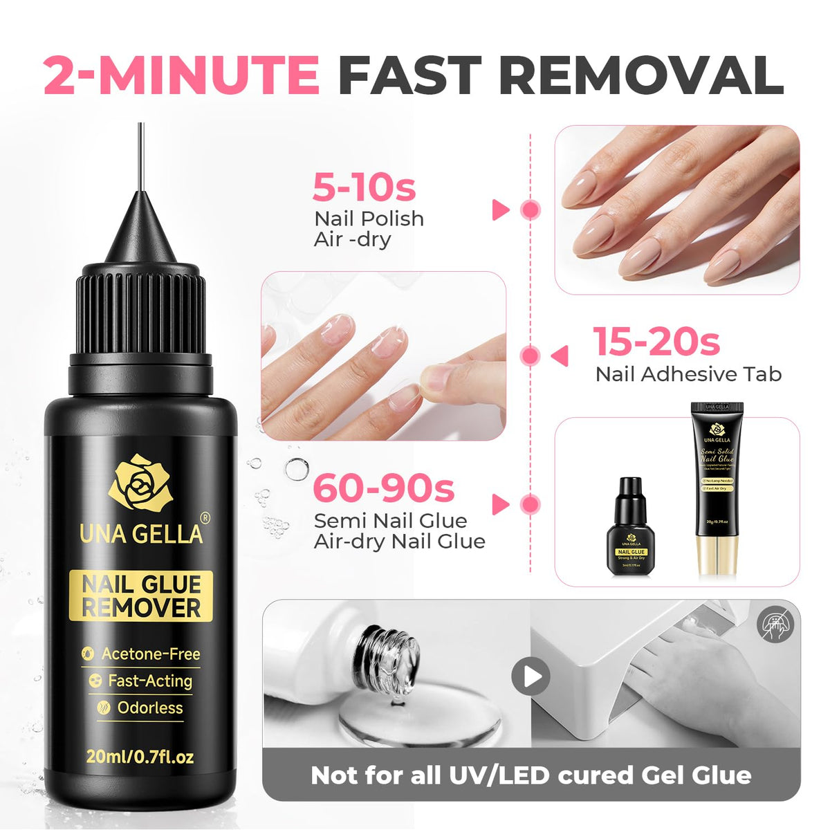 Close-up of UNA GELLA Nail Remover in use