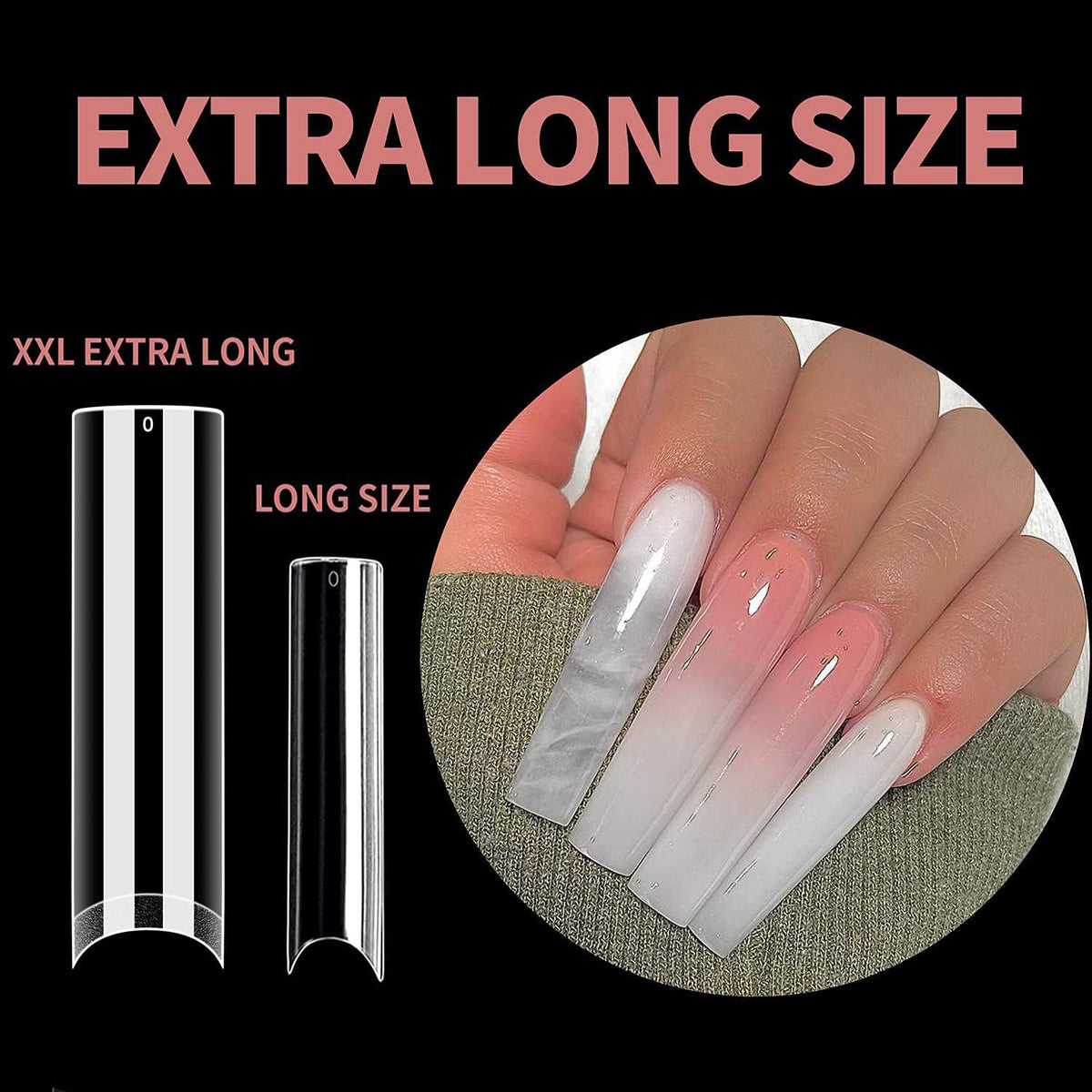 Close-up of UNA GELLA nail tips with smooth surface