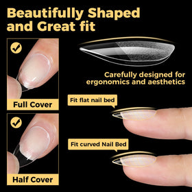 Close-up of UNA GELLA Short Almond Gel Nail Tips texture