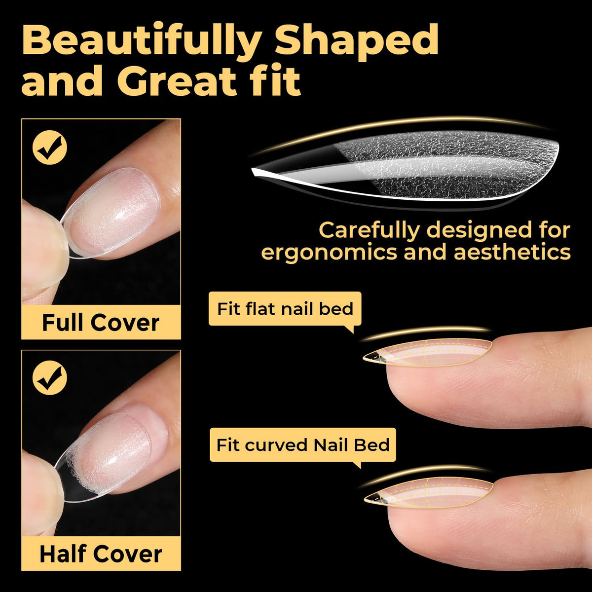 Close-up of UNA GELLA Short Oval Almond Nail Tips
