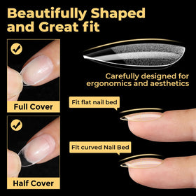 Close-up of UNA GELLA Short Oval Almond Nail Tips