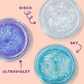 Close-up of UNICORN SNOT Glitter Gel in Disco shade
