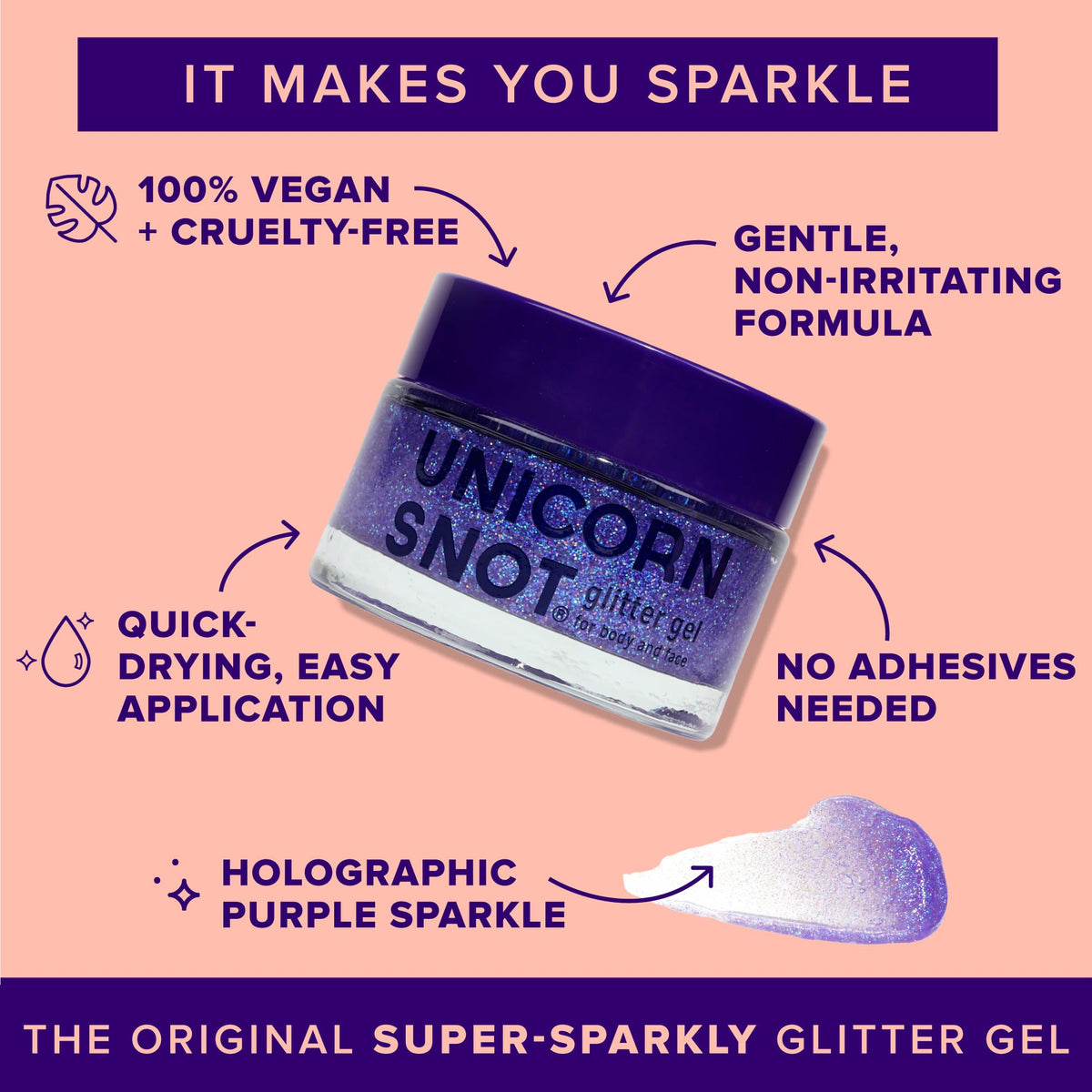 Close-up of UNICORN SNOT Glitter Gel texture