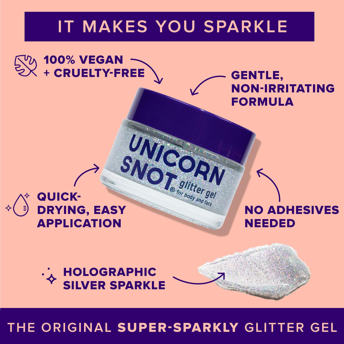 Close-up of UNICORN SNOT glitter gel texture