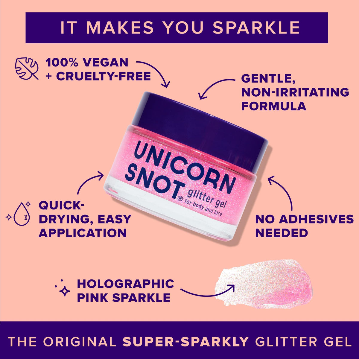 Close-up of UNICORN SNOT Holographic Glitter Gel texture