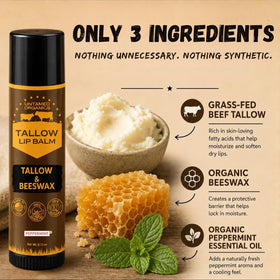 Close-up of Untamed Organics Pure Tallow Lip Balm showing texture
