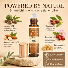 Close-up of Untamed Organics Youth Elixir roller ball applicator