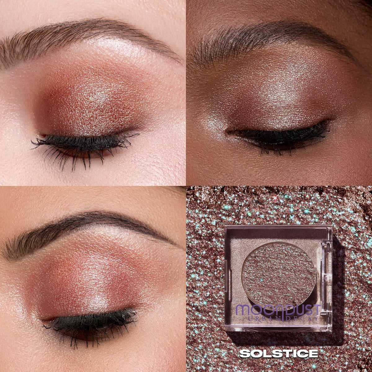 Close-up of URBAN DECAY Moondust Red Eyeshadow showing texture