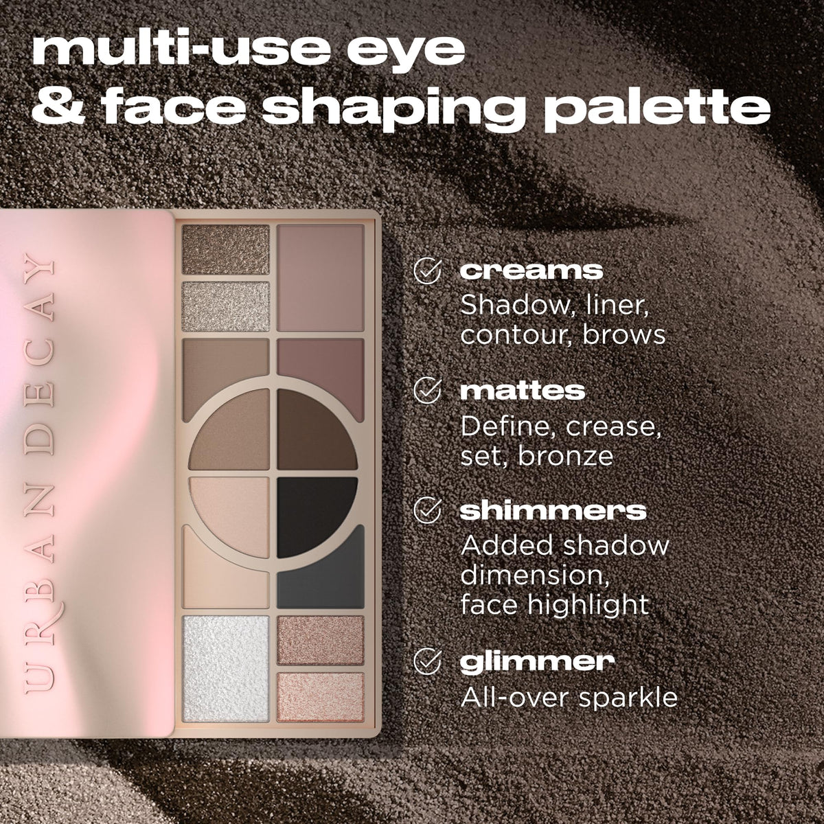 Close-up of URBAN DECAY Naked Shaped Palette texture