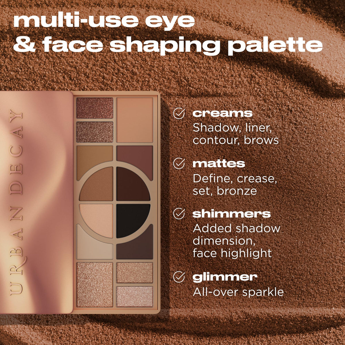 Close-up of URBAN DECAY Naked Shaped Warm Makeup Palette shades