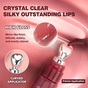 Close-up of URQT Brightening Lip Serum in shimmering crystal pink