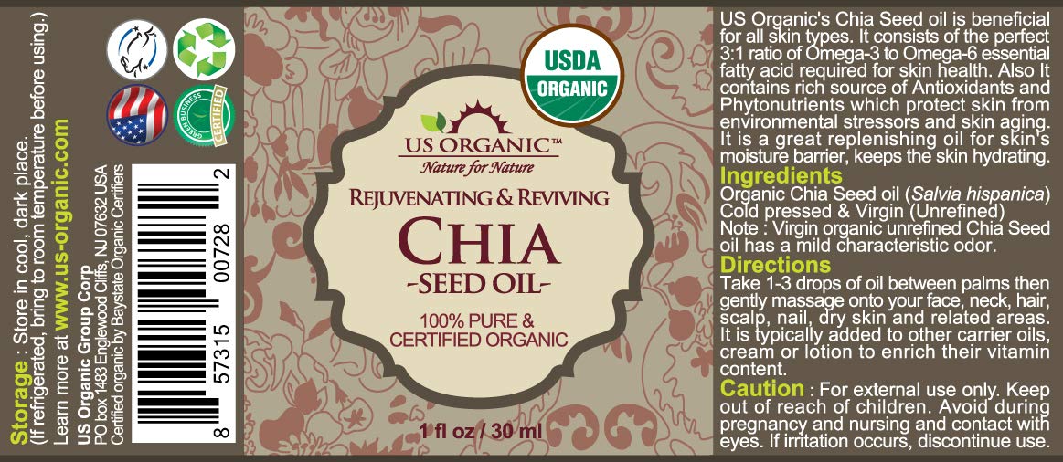 Close-up of US Organic Chia Seed Oil texture on skin