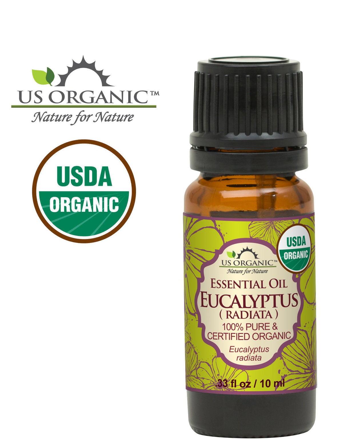Close-up of US Organic Eucalyptus Essential Oil dropper
