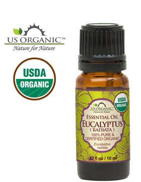 Close-up of US Organic Eucalyptus Essential Oil dropper