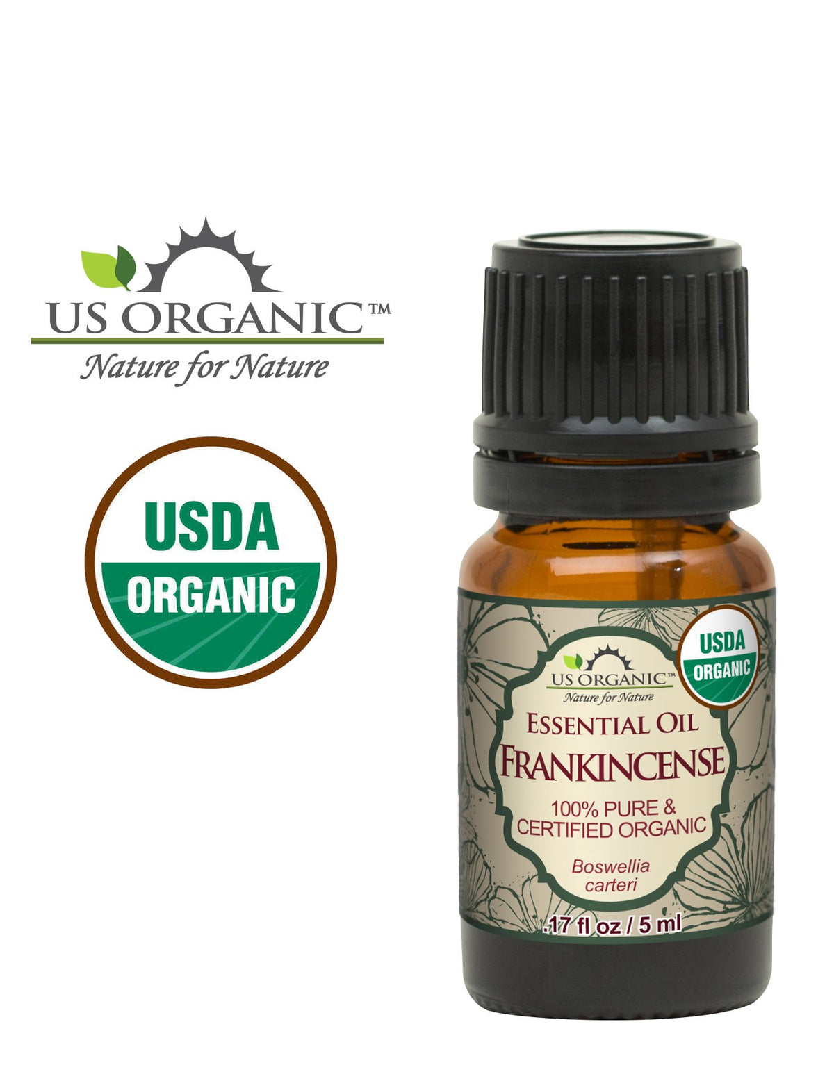 Close-up of US Organic Frankincense Essential Oil dropper