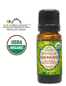 Close-up of US Organic Lemongrass Essential Oil dropper