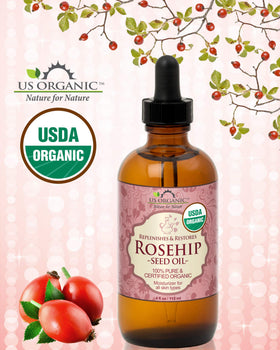 Close-up of US Organic Rosehip Seed Oil texture