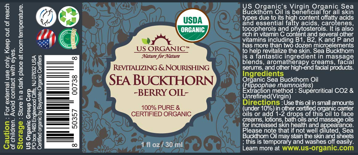 Close-up of US Organic Sea Buckthorn Berry Oil texture