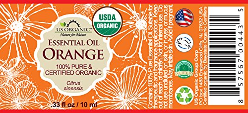 Close-up of US Organic Sweet Orange Essential Oil dropper