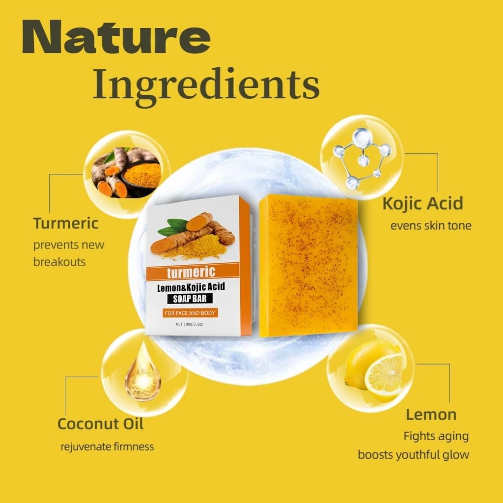Close-up of Uselective Turmeric & Lemon Glow Soap Bar ingredients