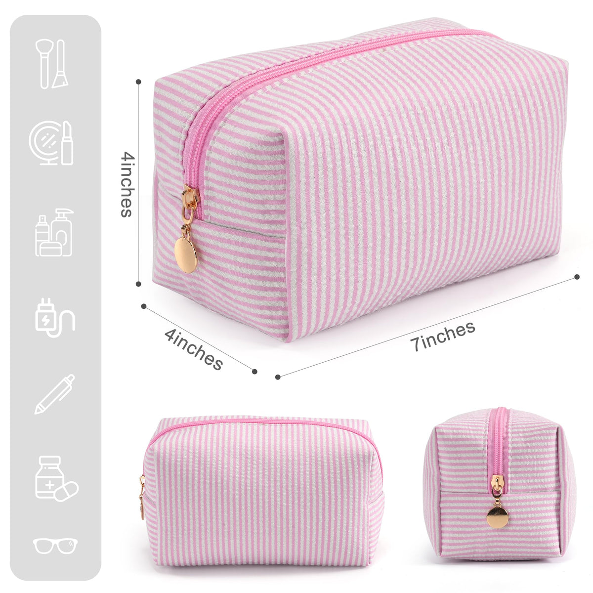 Close-up of UUYUUY makeup pouch showing zipper and pattern