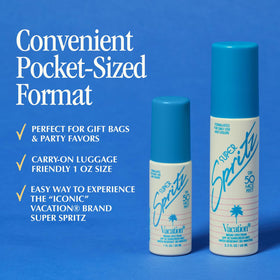 Close-up of VACATION Mini Super Spritz SPF 50 Face Sunscreen Spray nozzle