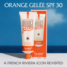 Close-up of VACATION Orange Gelée SPF 30 Sunscreen Gel showing texture