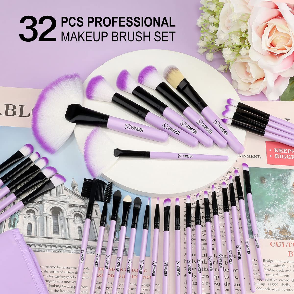 Close-up of Vander makeup brush bristles
