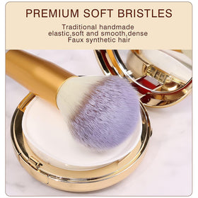 Close-up of Vander makeup brushes showing soft bristles