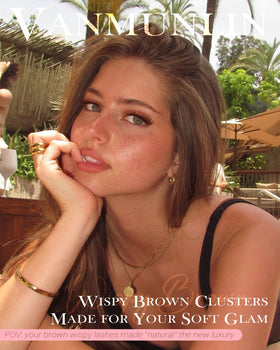 Close-up of Vanssymunlin brown lash clusters showing wispy texture
