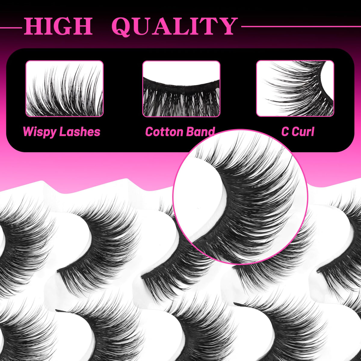 Close-up of Veleasha 5D Faux Mink lashes