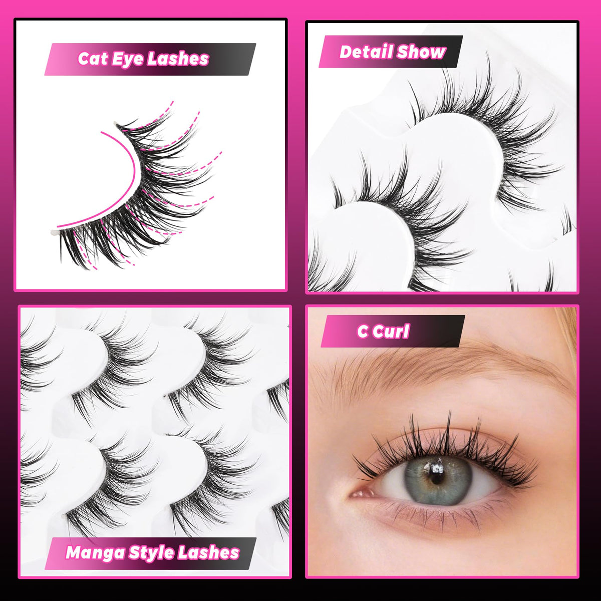 Close-up of Veleasha Manga Lashes showing spiky design