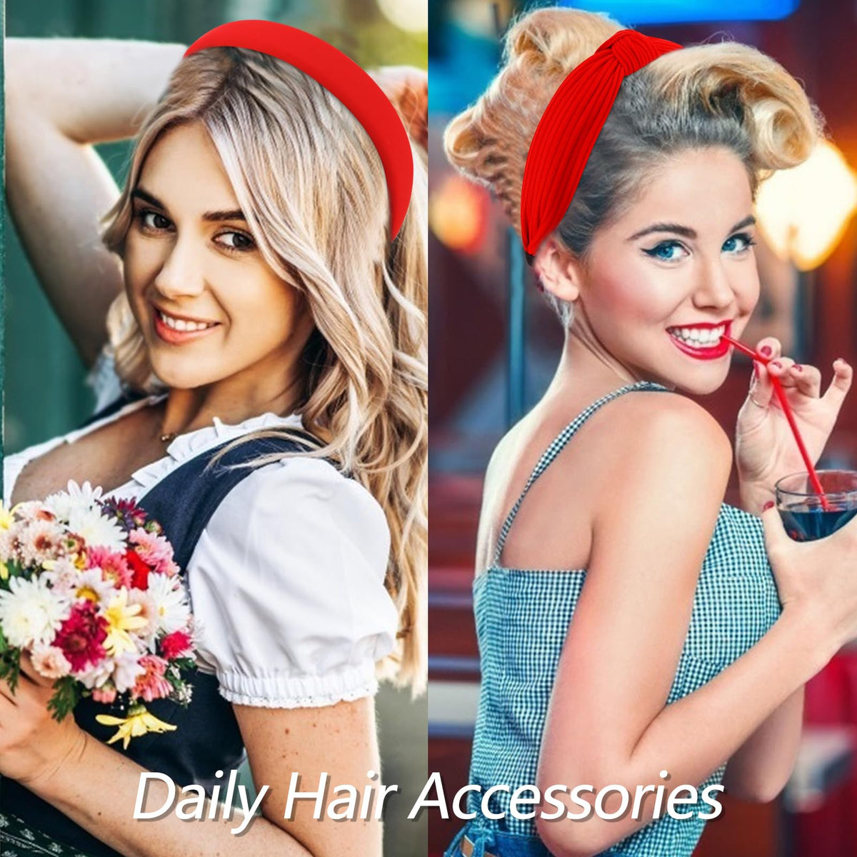 Close-up of VELSCRUN headbands showing various designs