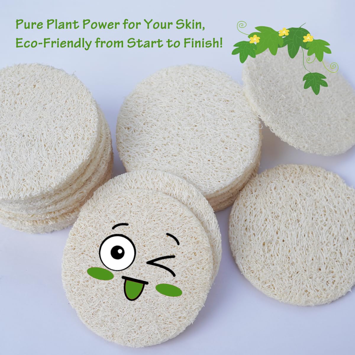 Close-up of VeridianLife natural loofah face pad texture