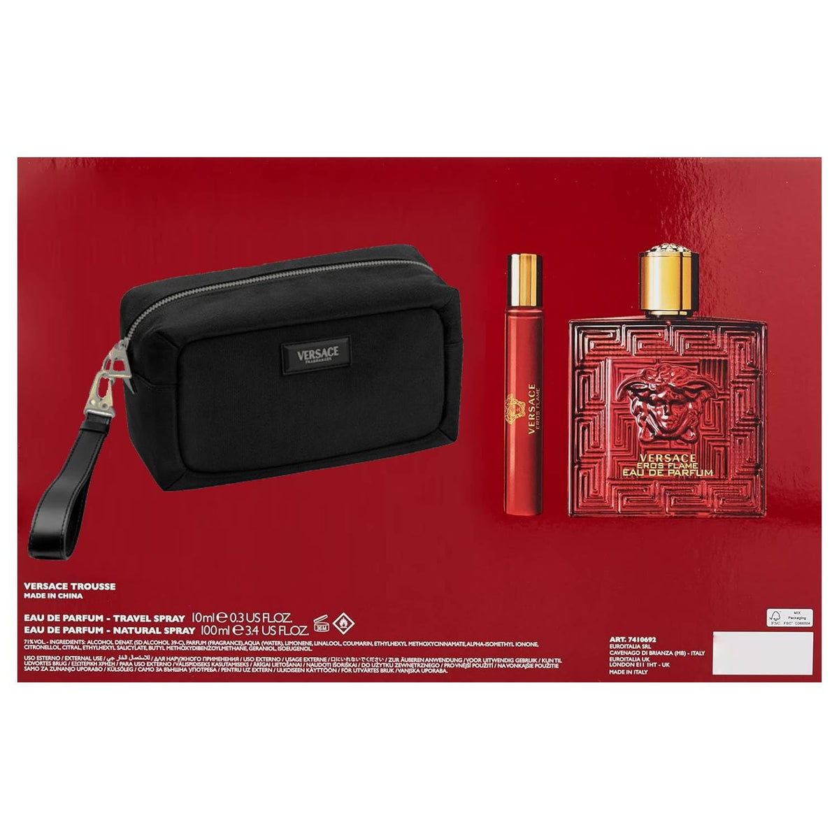 Close-up of Versace Eros Flame fragrance bottle