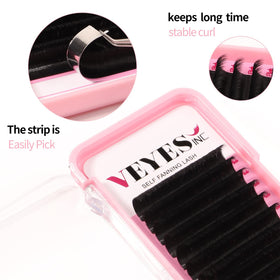 Close-up of VEYES INC Easy Fan Volume Lash Extensions 0.05 thickness