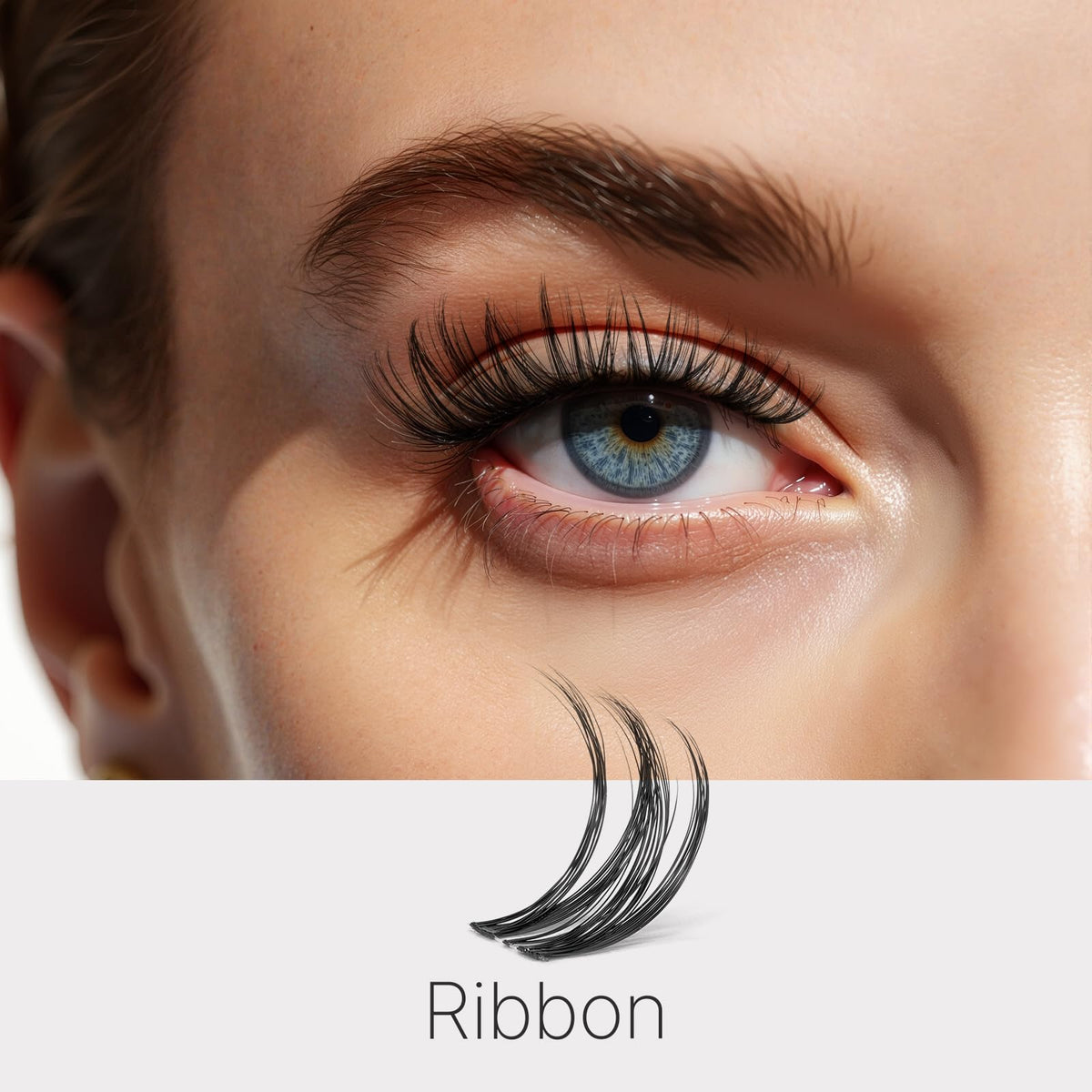 Close-up of VEYESBEAUTY lash clusters with applicator tool