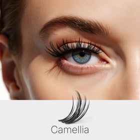 Close-up of VEYESBEAUTY lash clusters with thin band