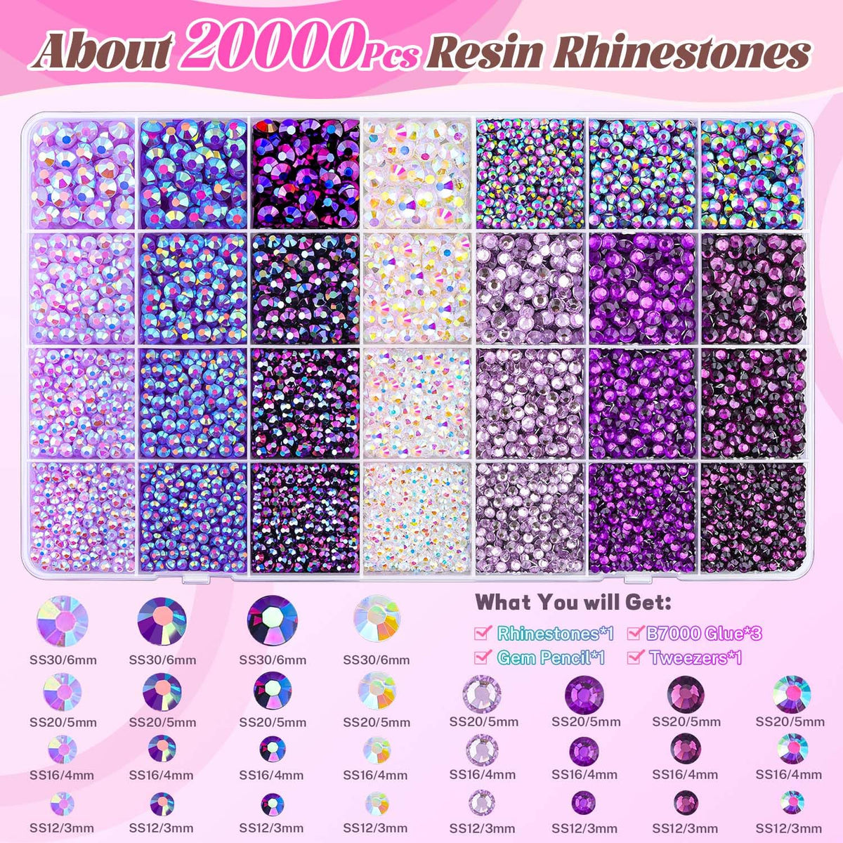 Close-up of vibrant resin rhinestones in various colours